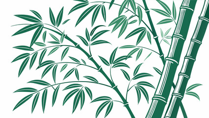 Green bamboo forest illustration background design for asian zen garden and nature inspired art prints decor