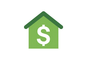 Green House with Dollar Sign Symbol Against a Black Background Finance