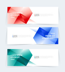 Naklejka premium banner or header template featuring a color gradient design with abstract geomatic shapes. 
