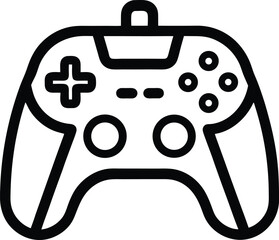 Video game on smartphone. Line icon on white background
