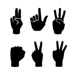 Hand peace gesture silhouette sign symbol