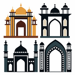 Islamic mosque gate and entrance arch designs vector