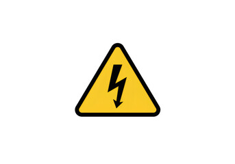 Yellow High Voltage Warning Sign in a Triangular Shape on Black Background