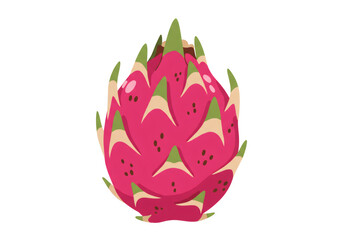 Illustration of a Vibrant Pink Dragon Fruit Isolated on Transparent Background