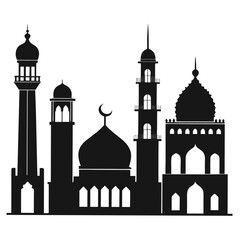 Islamic mosque minaret silhouettes Islamic architecture