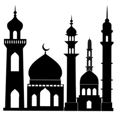 Islamic Mosque Minaret Silhouettes Islamic architecture