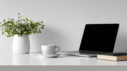 Modern Minimal Laptop on White Desk