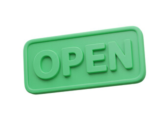 A Close Up of a Green Open Sign on Transparent Background for Business Advertisement