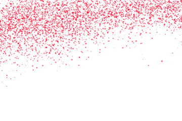 Red confetti dust particles falling from top transparent background