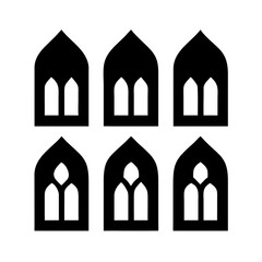 Mosque Interior Arches and Mihrab Silhouette architecture