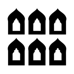 Mosque Interior Windows and Mihrab Silhouettes Islamic architecture