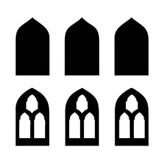 Mosque Interior Window and Mihrab Silhouette Islamic architecture