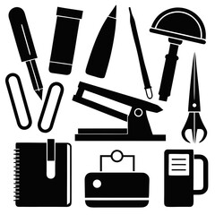 Office supplies collection stationery pencil