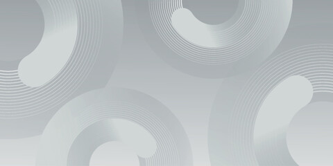 Abstract gray banner background. Elegant geometric shape graphic design. Round elements. Futuristic circle shape. Suitable for presentations, covers, brochures, websites, flyers, business, posters