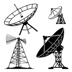 Satellite dishes and communication tower antenna broadcast