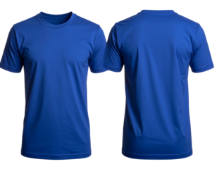 Plain navy blue t-shirt displayed from front and back, showcasing its design and fit,