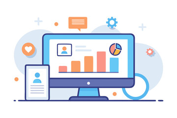 computer screen graph user icon data dashboard