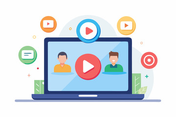 Laptop Screen Play Button User Avatar Stream