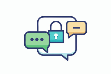 Lock Speech Bubble Group Secure Chat Symbol