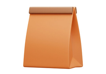 Isolated Brown Paper Lunch Bag for Food Takeaway on Transparent Background