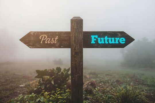 Signpost with past and future direction choices