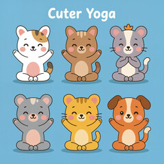 Fototapeta premium Cute Animals Practicing Yoga Poses