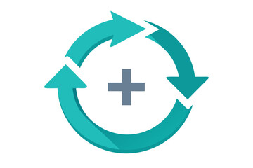 Fototapeta premium two curved arrows circle small plus