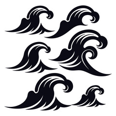 Naklejka premium Stylized ocean waves cresting and curling water surf