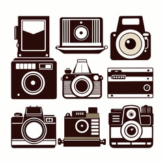 Vintage camera collection brown silhouettes vintage cameras retro cameras