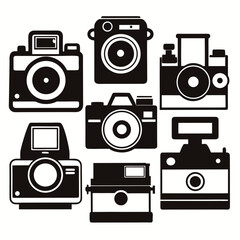 Vintage camera collection silhouettes retro photography
