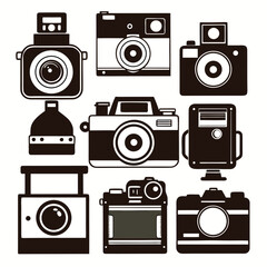 Vintage cameras collection silhouette retro cameras camera silhouettes