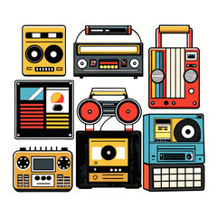 Vintage electronic audio devices collection retro technology
