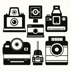 Vintage camera silhouettes collection vintage cameras film cameras