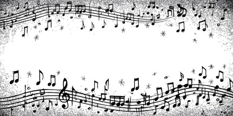 Artistic Music Celebration: Abstract Musical Notes and Lyrical Elegance in Black and White Imagery