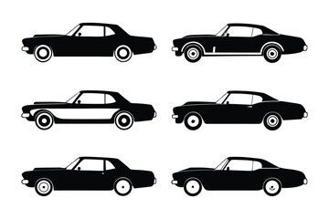 Classic Car Silhouette Collection: A striking collection of vintage car silhouettes, each exuding timeless elegance and a sense of nostalgia. Capturing the essence of automotive design history.