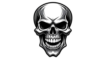 Fototapeta premium Detailed grayscale skull graphic