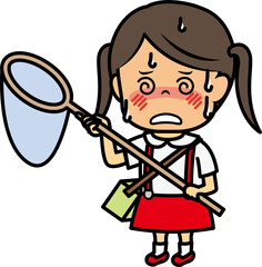 虫取り中に熱中症になる小学生女児