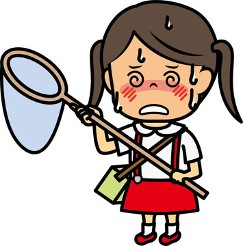 虫取り中に熱中症になる小学生女児