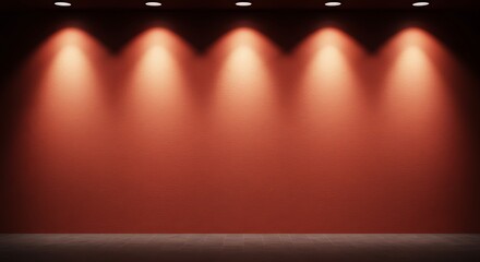 Wall brightly lit with spotlights and blank copy space