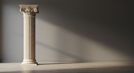Single Greek Column in the Room with Copyspace