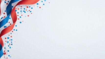A red, white, and blue ribbon with stars on it