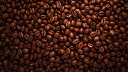 Obraz premium Rich Texture Background of Roasted Brown Coffee Beans