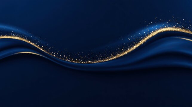 A blue and gold wave with glitter on it