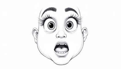 Surprised cartoon baby face expressing shock with open mouth  