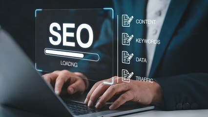 Optimizing digital presence using SEO strategies on a computer, traffic online