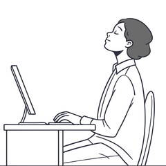 Person at Desk Practicing Mindful Breathing for Focus. Perfect for: World Meditation Day, workplace wellness initiatives