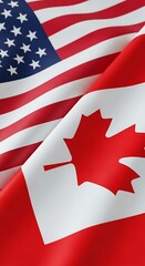 North American Partnership USA and Canada Flags Intertwined Symbolizing Friendship and Alliance