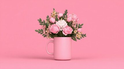 Obraz premium A pink flower vase with pink flowers in it
