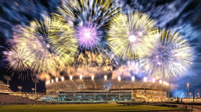 スタジアムを染める壮大な花火フィナーレ