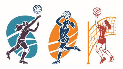 Volleyball player silhouette vector art design for sports team and athletic competition graphic design use